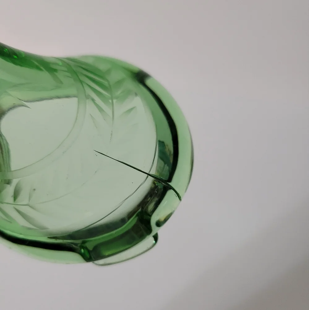 Vintage Fostoria Uranium Glass Candlestick Glowy Glass